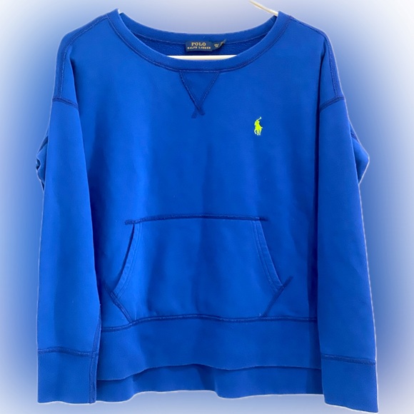 Polo Ralph Lauren Sweaters - Polo Ralph Lauren Cyan Blue Crewneck Sweatshirt with Kangaroo Pocket Women’s XS